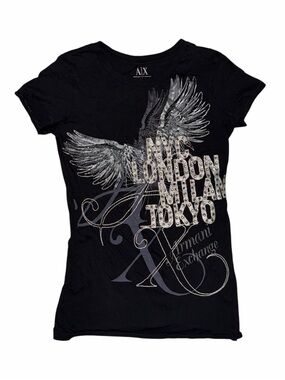 Armani exchange rhinestone black graphic tee